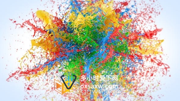 五彩斑斓爆炸油漆颜料飞溅动画美丽液体标志LOGO片头-AE模板