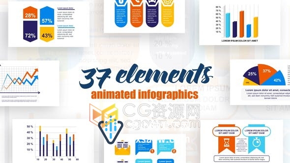 AE模板-37个启动数据库分析项目数据信息图表元素Infographics Vol.40