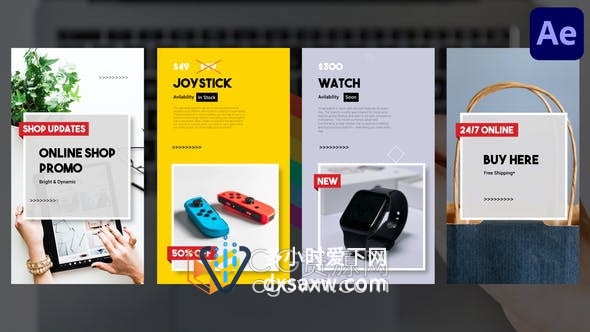 AE模板-网上商店APP上推广商品短视频10组小视频动画效果