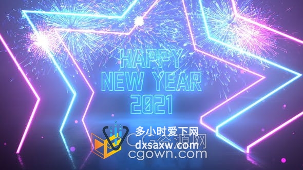 复古霓虹灯数字倒数年会庆典夜总会音乐派对新年活动倒计时片头-AE模板