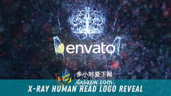 X射线人头HUD界面UI科技公司AI大脑特效视频片头动画制作-AE模板