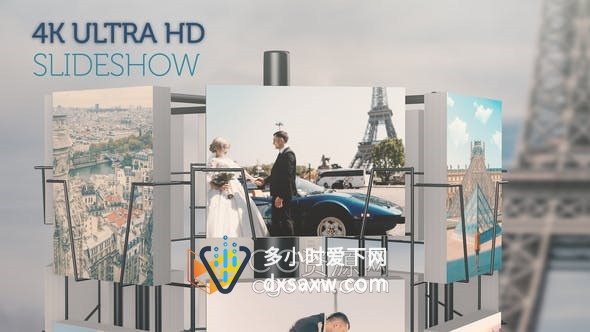 3D铁塔展示照片婚礼蜜月旅游明信片图片相册视频-AE模板