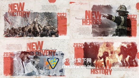 AE模板-新历史纪录片时间表水墨复古记录事件战争冲突政治革命叛乱