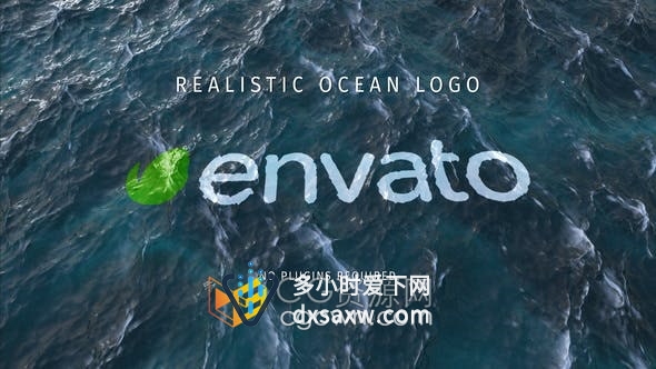 AE模板-海洋浪花水波浪飘动画LOGO标志视频片头