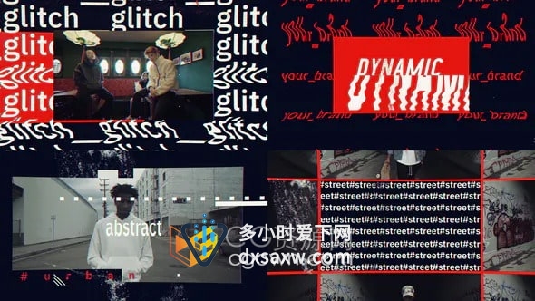 AE模板-Glitch现代嘻哈动态风格创建宣传视频片头动画