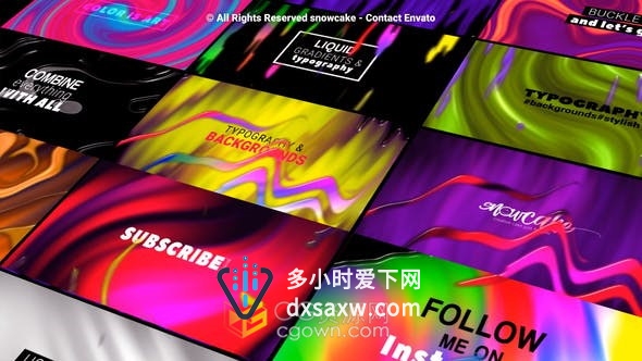 抽象熔岩液体渐变背景介绍文字标题动画效果制作-AE模板