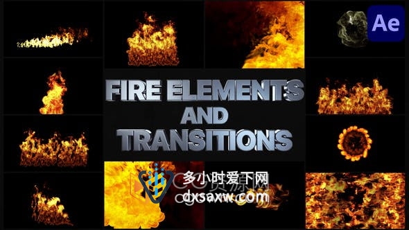 12组VFX燃烧火焰效果与转场动画合成特效视频素材-AE模板