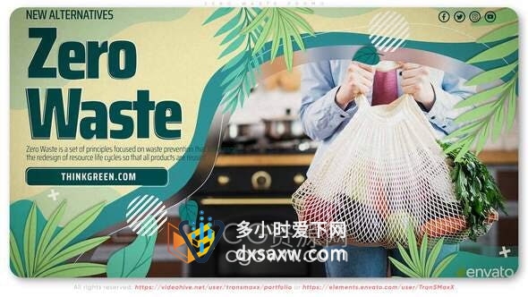AE模板-清新风格零废物技术志愿者行动生态论坛环保绿色和平活动宣传片