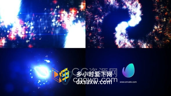 梦幻抽象发光粒子快速旋流揭示LOGO动画-AE模板