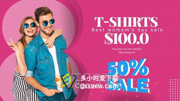 粉色设计主题时尚女人产品商店宣传广告片商品幻灯片视频-AE模板