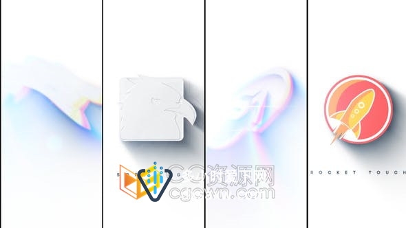 3D柔软挤压线条光斑波纹rgb拆分色差效果标志LOGO动画-AE模板