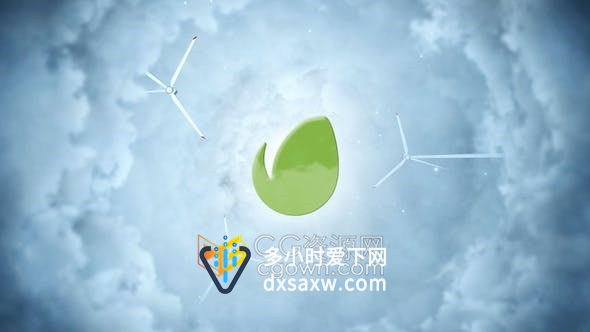 天空云层风能发电机生态学环境保护宣传LOGO视频片头-AE模板