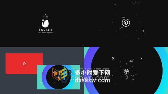 Quick Flat Logo2D扁平抽象图形动画标志视频片头-AE模板