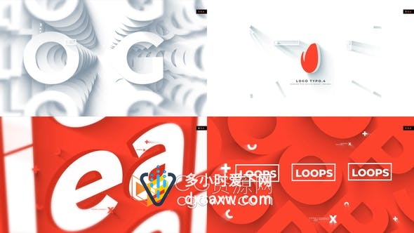 AE模板-多彩立体阴影视频片头Logo Typo Opener