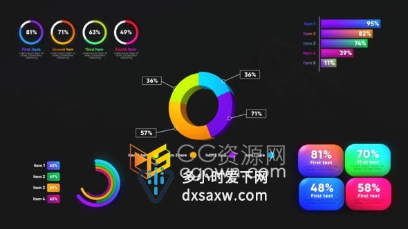 AE模板5款设计信息图表数据分析列表图形动画效果视频