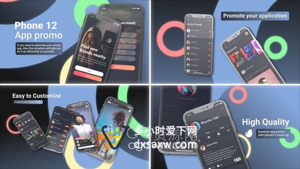 AE模板-苹果手机iPhone13模型展示APP应该程序ios系统介绍宣传动画