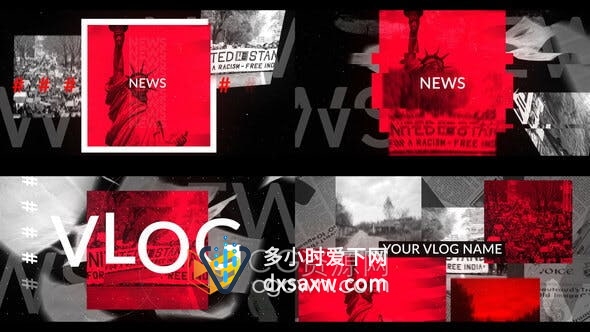 AE模板-News Vlog Intro新闻视频介绍社交媒体短片视频