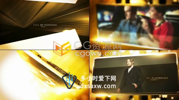 AE模板-魅力曼妙黄金光泽通透玻璃质感颁奖晚会预告时尚珠宝包装宣传视频