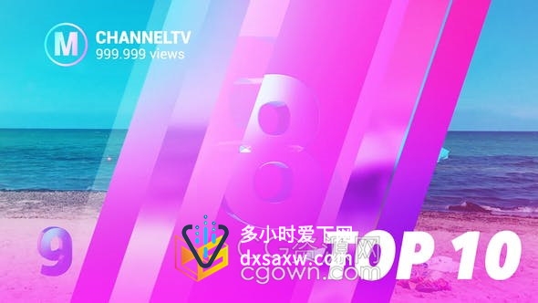 Top 10最佳前十进球10数字倒计时动画效果-AE模板