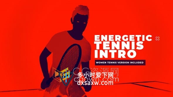 活力专业剪影人物网球比赛宣传片介绍体育节目电视广播开场-AE模板