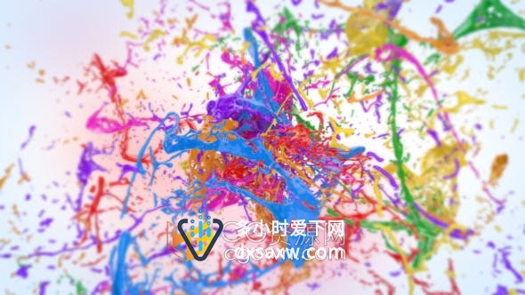 AE模板-彩色油漆飞溅流体动画LOGO片头效果视频