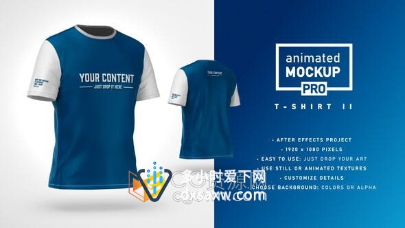 AE模板- 360度动画T恤衣服设计品牌产品推广宣传广告视频动画