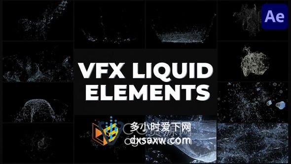 AE模板-VFX液体流体水飞溅特效效果视频素材12组