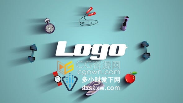 健身房体育运动锻炼健美品牌LOGO标志宣传视频片头-AE模板