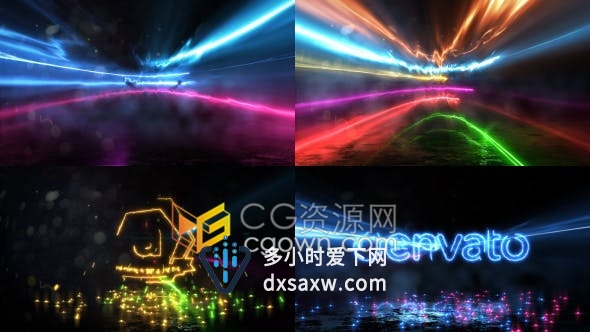 高速流动能量光线粒子动画LOGO标志片头视频制作-AE模板