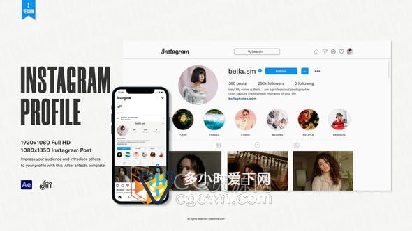 AE模板-社交媒体网站平台个人资料详细信息介绍视频动画