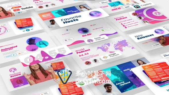 AE模板-音乐家歌手播客广播电台与音乐相关设计封面视频模板宣传