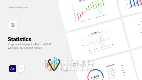 AE模板-企业统计CSV数据驱动信息图表100多个数据分析动画