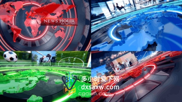 新闻报道介绍宣传视频片头体育频道电视包装设计-AE模板
