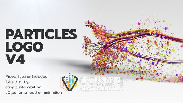 Particles Logo彩虹线条彩带粒子动画演绎LOGO片头视频-AE模板