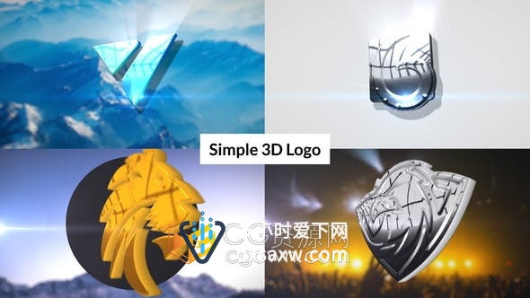 AE模板-Simple 3D Logo简单闪亮3D标志介绍视频动画