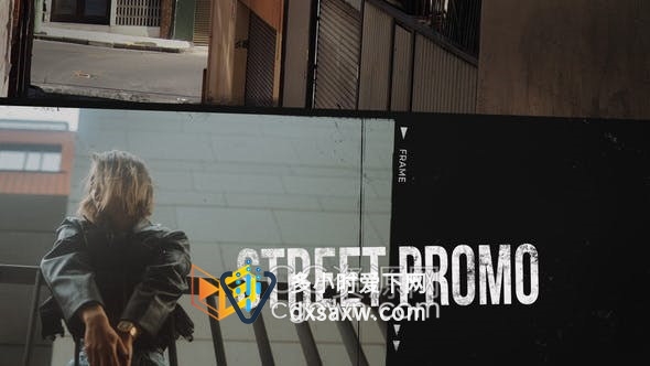 vhs都市街头风格动态复古故障效果快节奏时尚跺脚片头-AE模板