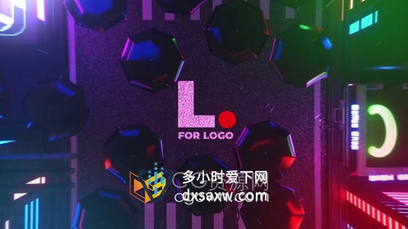 AE模板-赛博朋克未来夜城城市下雨科幻LOGO动画视频片头