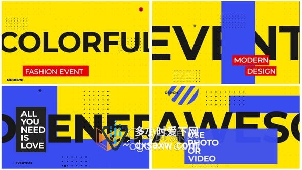 AE模板-多彩图形动画介绍文字排版宣传视频效果