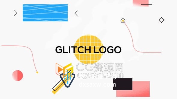 AE模板扁平化形状图层演绎故障效果公司宣传少儿编程培训品牌Logo动画