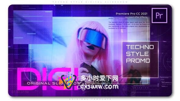 AE与PR模板-赛博朋克风格数字技术幻灯片高科技介绍宣传片