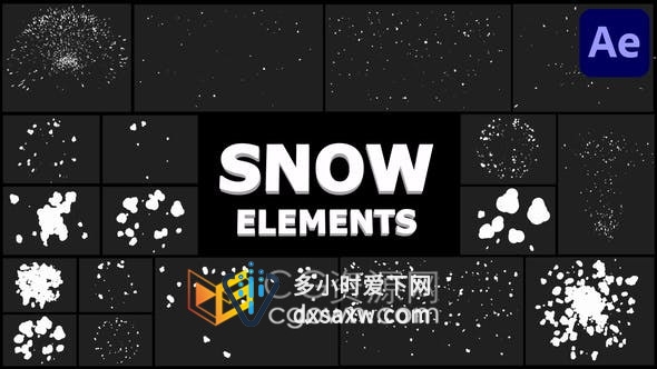 实用酷酷的卡通雪花雪球手绘元素雪花过渡效果免费下载-AE模板