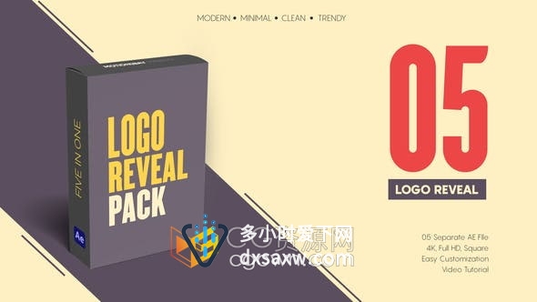 5种2D图形MG动画LOGO视频片头AE模板