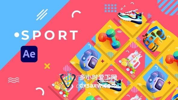 AE模板-体育运动品牌产品宣传卡通动画视频广告