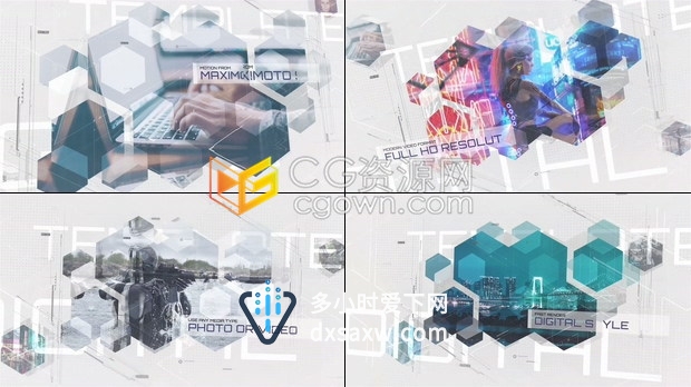 AE/PR模板-HUD六边形元素数字技术科幻军事高科技科学医学实验公司宣传片