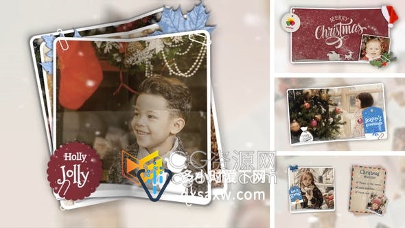 充满童趣色彩圣诞风格折叠场景动画幻灯片精美可爱儿童视频相册-AE模板