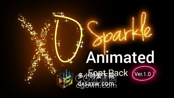 快速生成发光线条火焰字体英文字母文字标题效果带脚本-AE模板