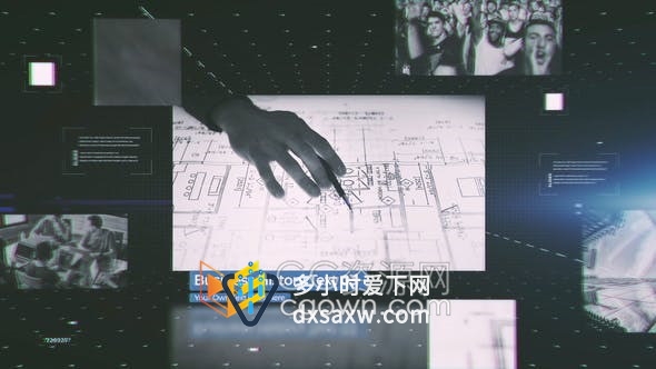 科技网格场景介绍商业历史时间线宣传企业公司视频-AE模板