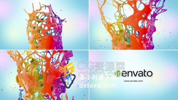 Paints Splash Logo彩色油漆飞溅流体特效演绎LOGO片头动画-AE模板