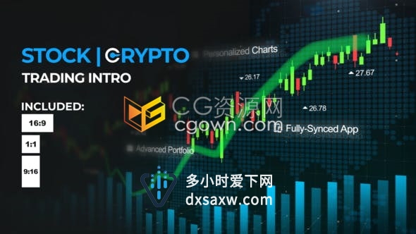 AE模板股票市场交易介绍折线图大盘分析金融银行业务宣传片头