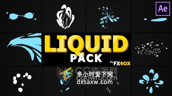 10组手绘流体飞溅波浪气泡液体图形动画元素Liquid Elements-AE模板